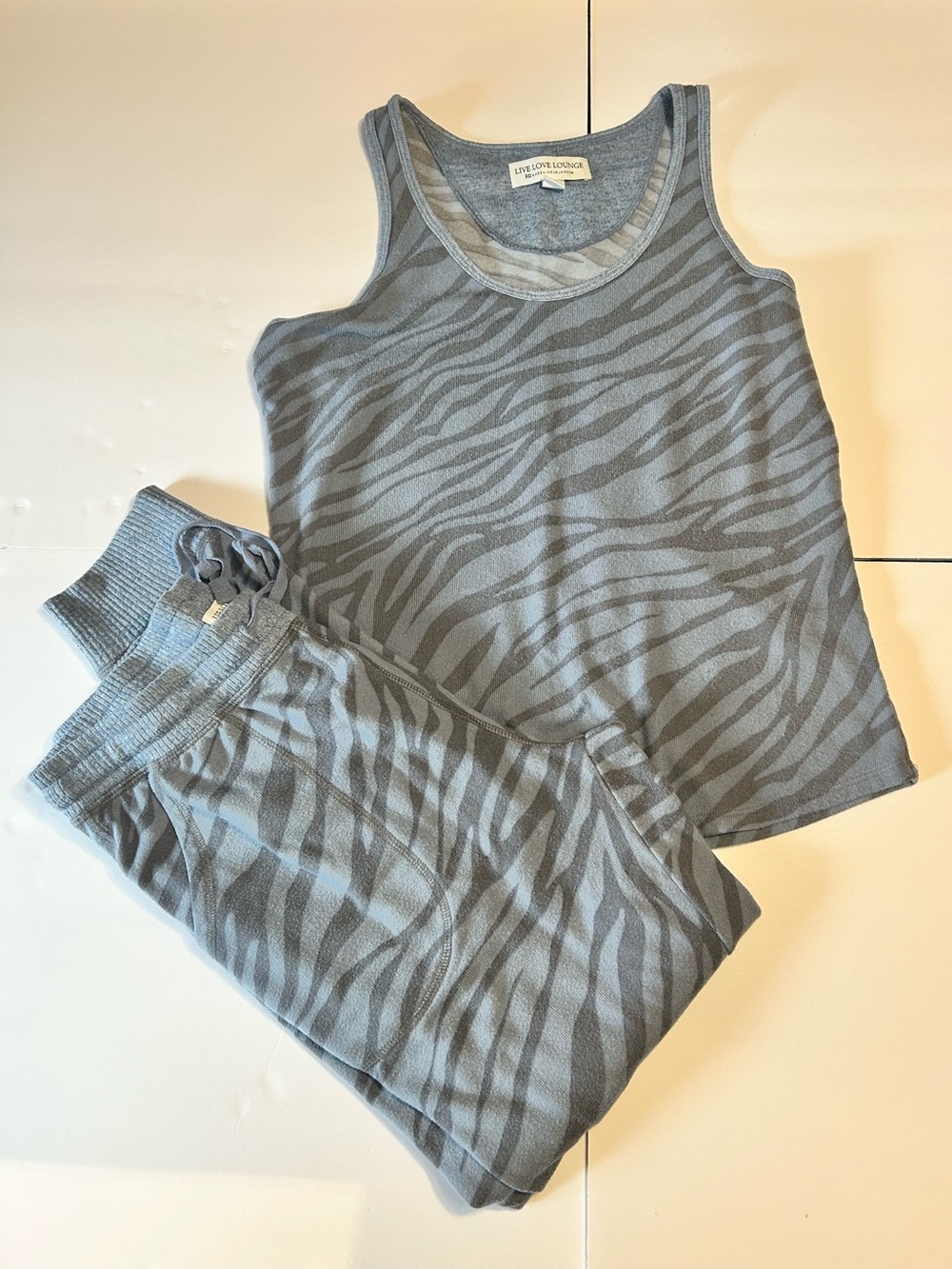 Karen Neuburger Gray Zebra Print Tank & Jogger Pajama Set